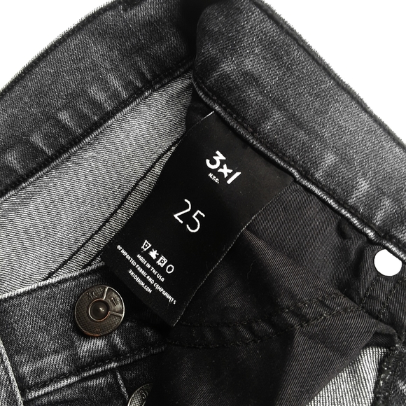 3x1 NYC Black Snow Wash High Waist Button Fly Jeans 25 - Picture 3 of 6